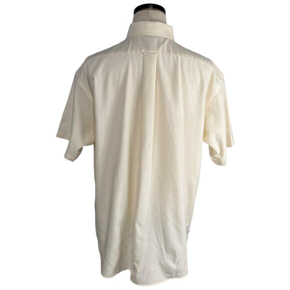 Stafford Wrinkle-Free Button Down Short Sleeve Dress Shirt Cream Oxford 90's XL - Picture 3 of 7